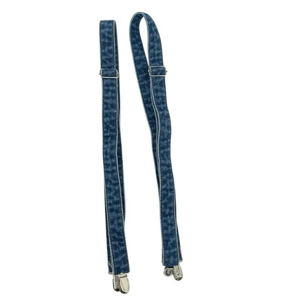 Adjustable Blue Denim Suspenders Women, Teens & Kids Unisex with Clip Closures